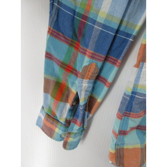 Ralph Lauren Shirt Medium Indian Madras Plaid Yellow Pony Button Down - Picture 3 of 13